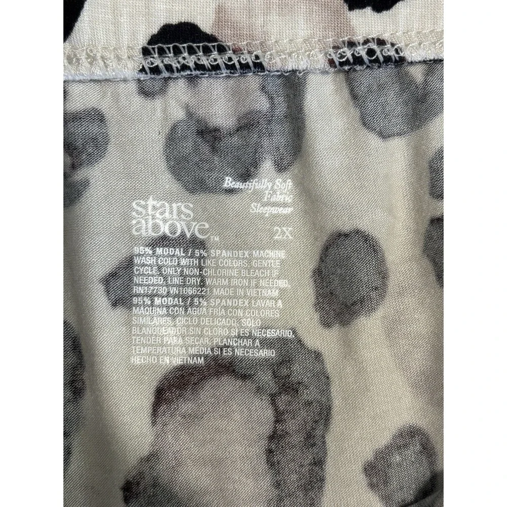 Stars Above Leopard Print Pajama Pants Size 2X Wide Leg Elastic/Tie Waist